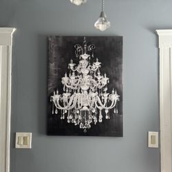 White Crystal Chandelier Canvas