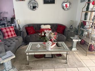 Gray Tufted Velvet Sofa Couch