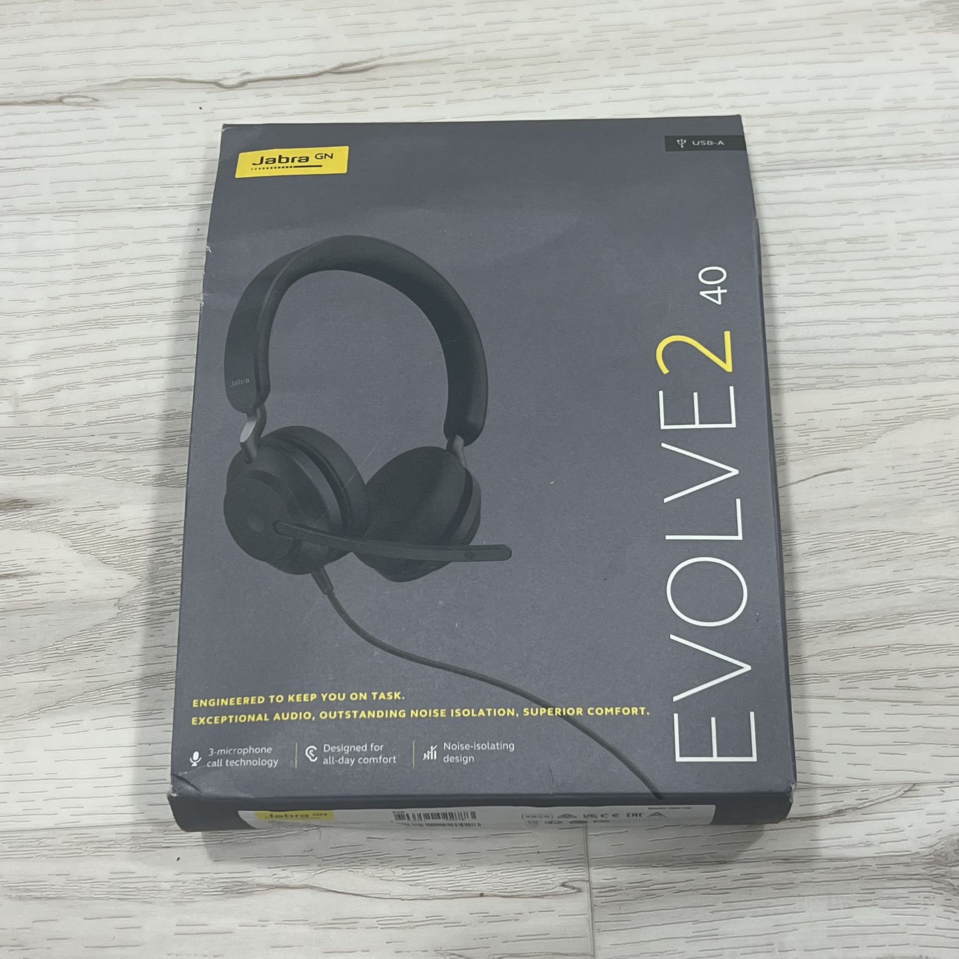 Jabra Evolve2 40 Stereo Headset (MS Teams, USB-A) - Black - NIB! SEALED