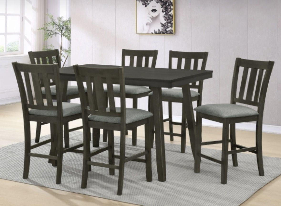 GREY 36x60 COUNTER HEIGHT DINING TABLE WITH CHAIRS