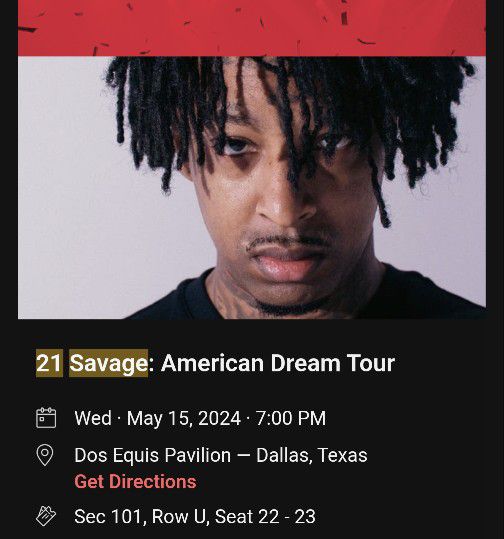 Tickets for 21 Savage/JID American Dream Tour 
