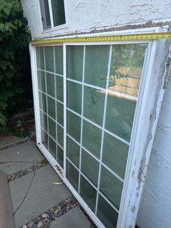 Large White Sliding Window with Grid