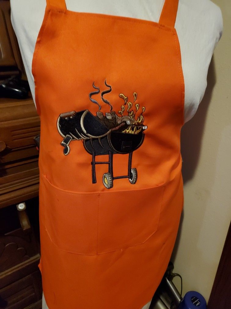BBQ Me Some Food Orange Apron,embroidered