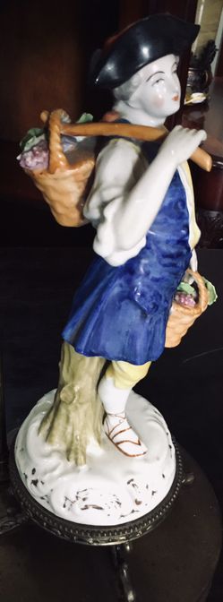 Antique Victorian Boudoir Porcelain Bisque Table. Lamp.