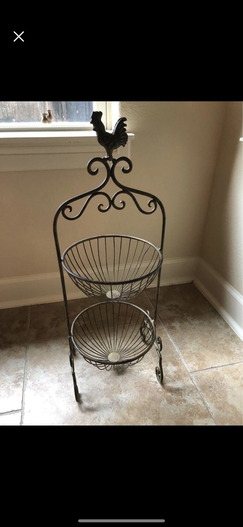 Metal Rooster Fruit Bowl 