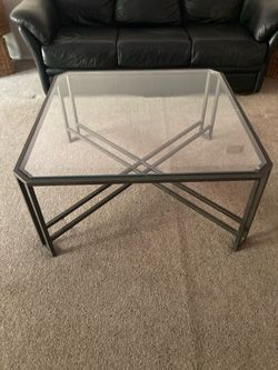 Metal and Glass Square Coffee Table Industrial Chic