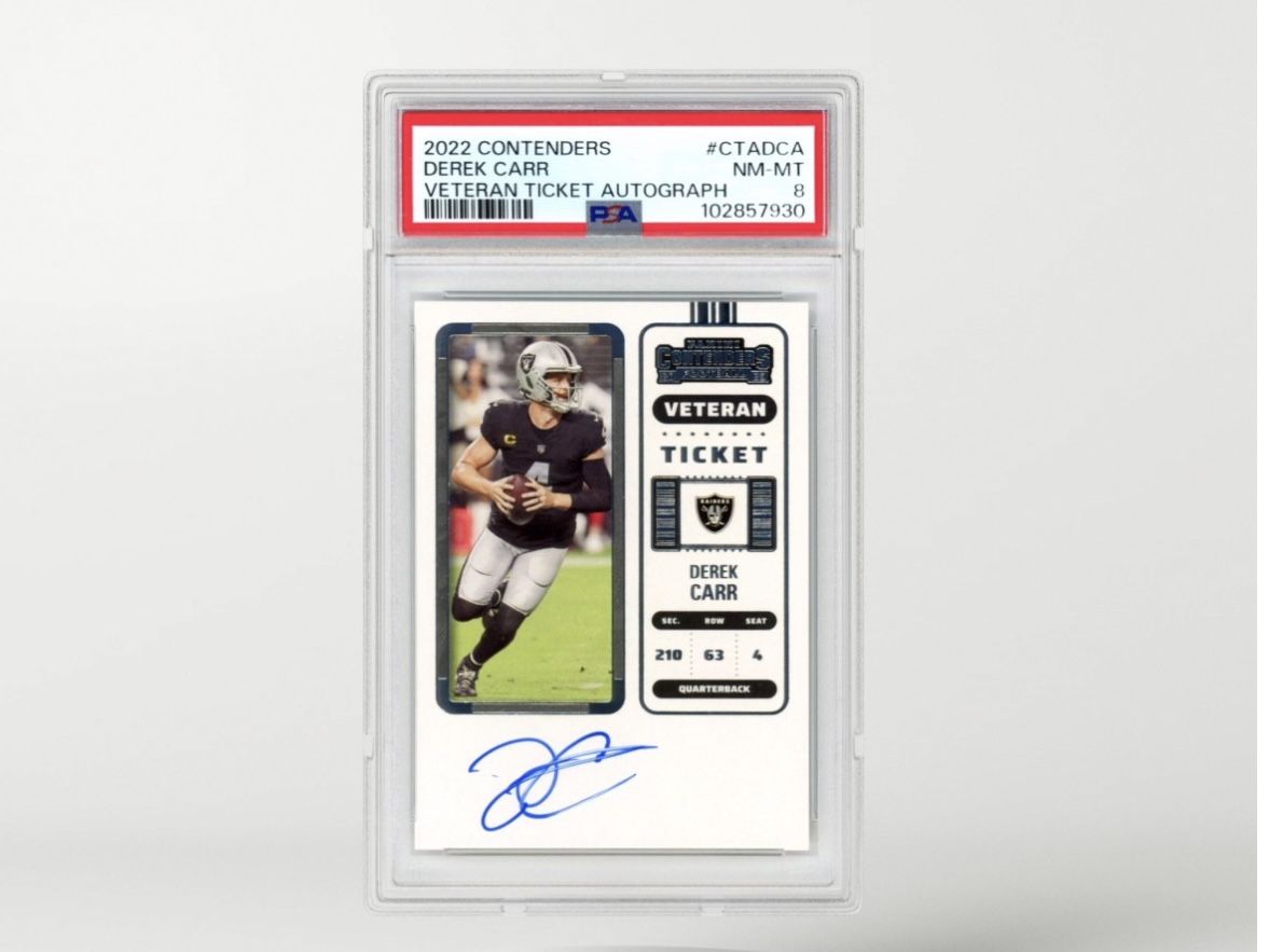 SIGNED Derek Carr PSA Grade 8 Card
