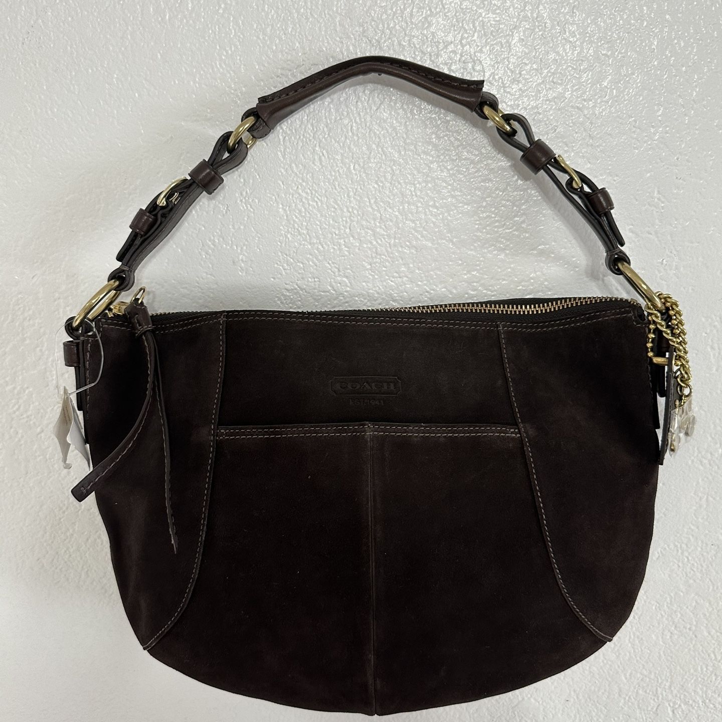 New Coach Carly Brown Suede Hobo Shoulder Bag 2008 Y2K VGUC/GUC 