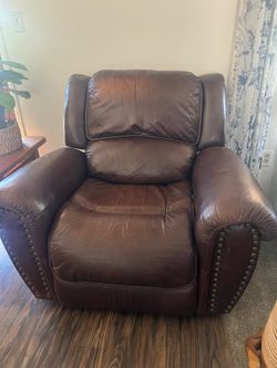 Sofa recliner leather drk brown please see pixs