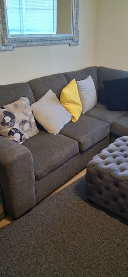 Sectional sofa, Ottoman, pillows