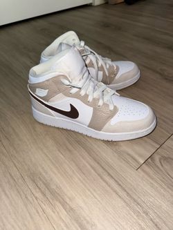 Air Jordan 1 Mid White Tan Brown Sneaker 6.5W