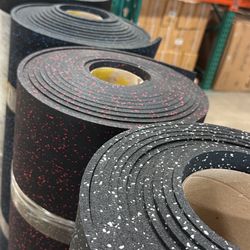 OVER 100 Rolls In Stock! RUBBER FLOORING GYM FLOOR - COMMERCIAL GRADE! Heavy Duty Indestructible, Better Than Horse Stall Mats 