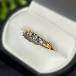 Jewelry 10k solid two tone white yellow gold diamonds diamonds 0.06CTW ring sz 7.00