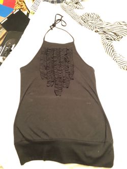 Black sleeveless halter top