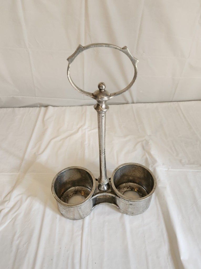 Vintage Pewter Double Condiment Holder
