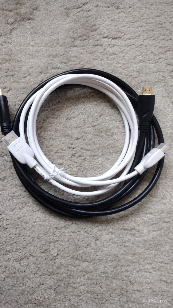 Two New HDMI Cables All Caps on the Connector 2M 2 meters 7.9 ft