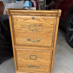 2 drawer oak file cabinet no key