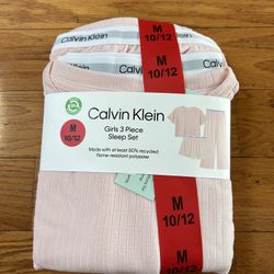 NWT Calvin Klein girls 3pcs pajamas set size M 10/12