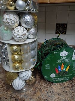 120 Ornaments.114 Feet Lights. Light Up Angel. NEW