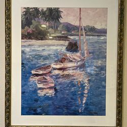 2 Matching Printed Painting Art With Glass and Frame