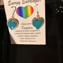 Real Turquoise Heart Shaped Earrings 