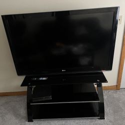 55 Inch TV With Glass Stand 