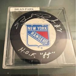 New York Rangers Brad Park Signed Hockey Puck 