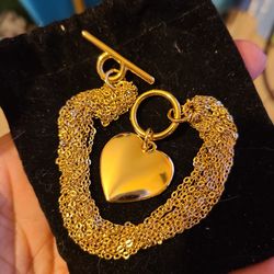 Sparkly multistrand Things Remembered engraveable heart toggle bracelet