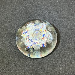 Vintage Flat Blown Glass Paperweight