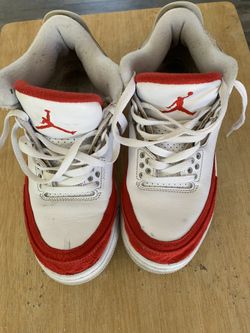 Not Free! No Box! Air Jordan 3 Retro Thinker White University Red