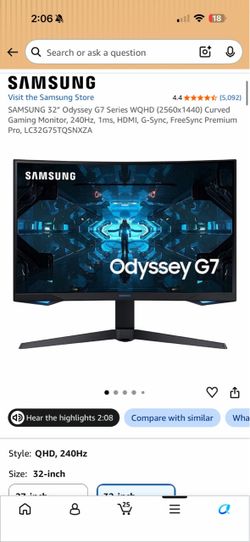 Samsung Odyssey G7 32" Curved Gaming Monitor