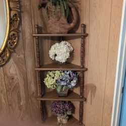 Corner Shelf. With Fake Plants