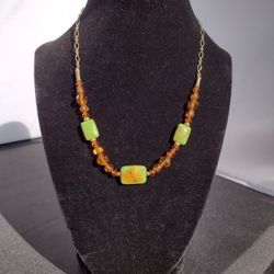 Gold Filled Necklace Green Turquoise 