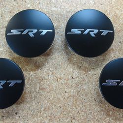 4 Matte Black SRT Rim Caps SHIPPING AVAILABLE 