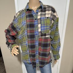 Urban Outfitters BDG Ted Patchwork Oversized Pink Purple MultiColored Flannel