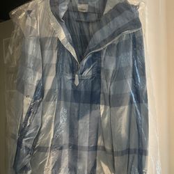 Burberry Check Packaway Half-Zip Hooded Jacket