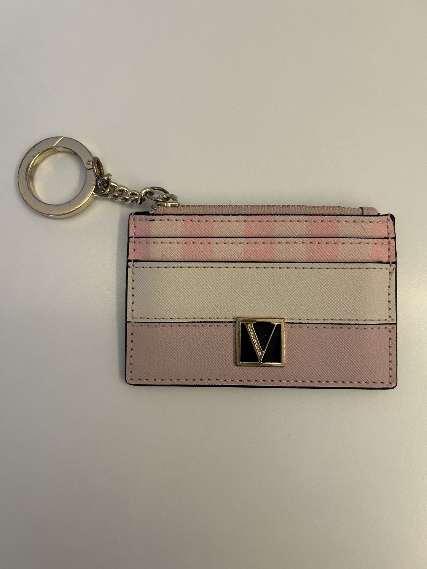 Victoria Secret Women’s Pink Small Card Wallet With Coin Zipper & Keychain