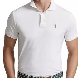 Slim fit polo Men’s Shirt white and blue Small