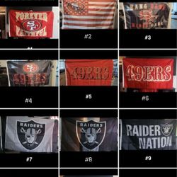 49ers and Raiders flags