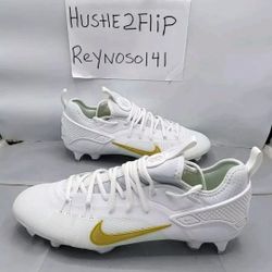 Nike Huarache 9 Elite Low White Gold Lacrosse Cleats FB1296-100 Men's Size 11.5