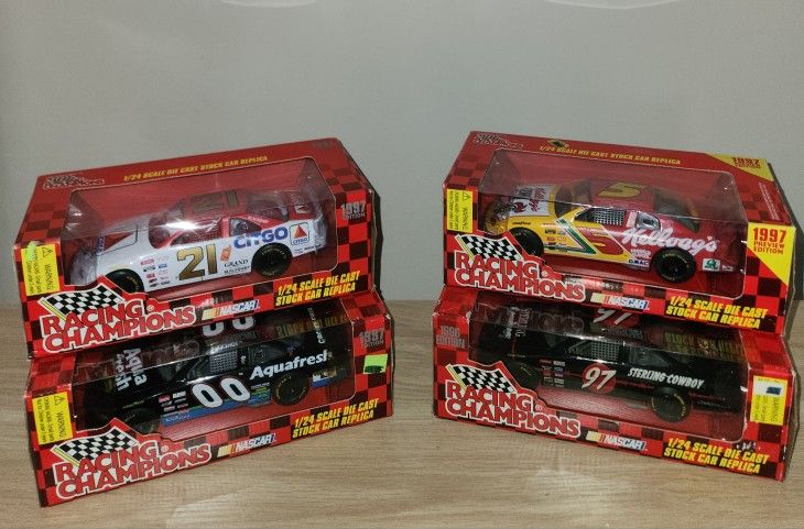 Set of 4 Racing Champions Die-Cast Cars - 1997 Edition (All New In Box)