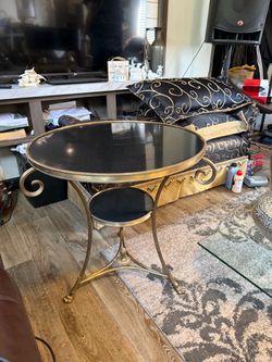 Round Black and Gold Side Table
