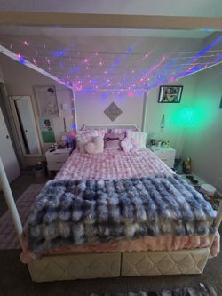 Price Drop:Queen Canopy Bed W/ Storage