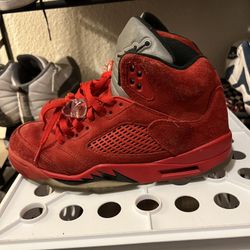 Red Suede Jordan Retro 5s Size 9 