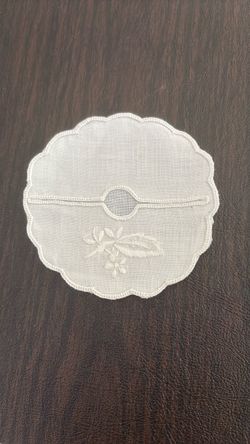 12 White Embroidered Linen glass stem cover