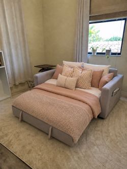Brand New In Box！SOFA BED Sleeper Convertible Couch Pull Out Bed 3in1 Loveseat Thick Cushions