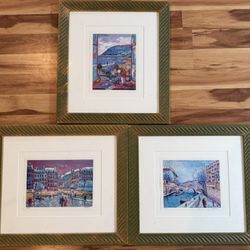 Set of 3 Lithograph Prints Jean Claude Picot France Limited Edition 