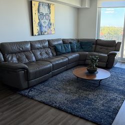  Leather Power Reclining Sectional with 5PCS/3PWR