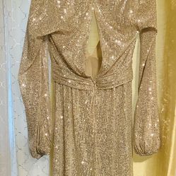 Long Champagne glimmer dress