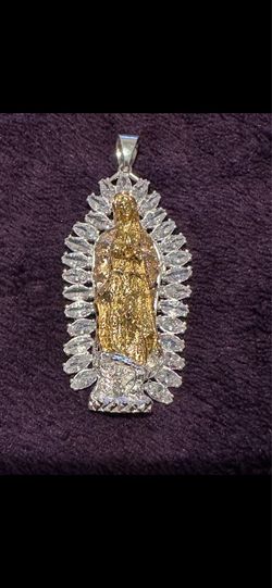 Brand New, Never Worn HEAVY‼️ Solid 925 Two Tone  CZ Virgin Mary (Made in Mexico)
